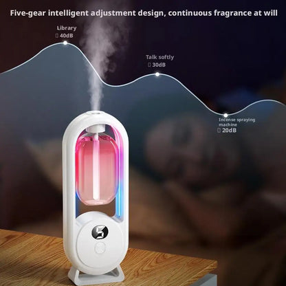 Automatic Fragrance Diffuser, USB Powered Essential Oil Diffuser with Spraying & Light, Home Fragrance for Living Room, Bedroom
