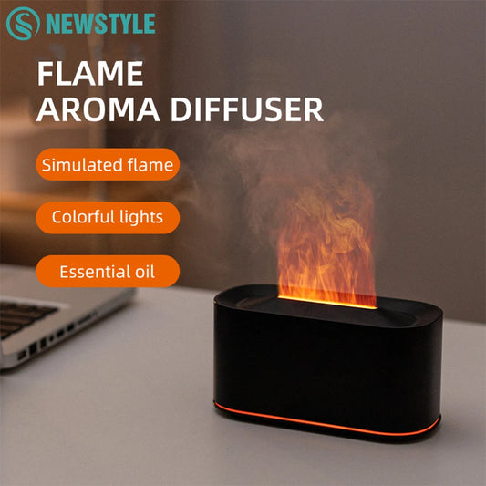 New Essential Oil Aromatherapy Diffuser Desktop Fine Water Mist Flame Humidifier 220ml USB Home Colorful Flame Aroma Diffuser