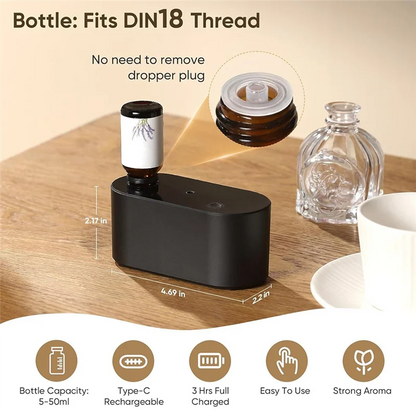 AD-Waterless Diffuser For Essential Oil Nebulizer,Mini Scent Air Machine, Aromatherapy Atomizing Diffuser