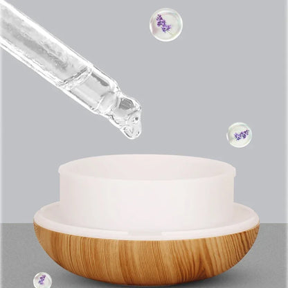 350ML Aromatherapy Essential Oil Diffuser Wood Grain Remote Control Ultrasonic Air Humidifier Cool with 7 Color LED Light
