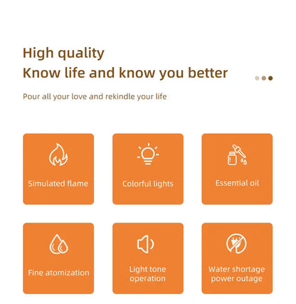 New Essential Oil Aromatherapy Diffuser Desktop Fine Water Mist Flame Humidifier 220ml USB Home Colorful Flame Aroma Diffuser