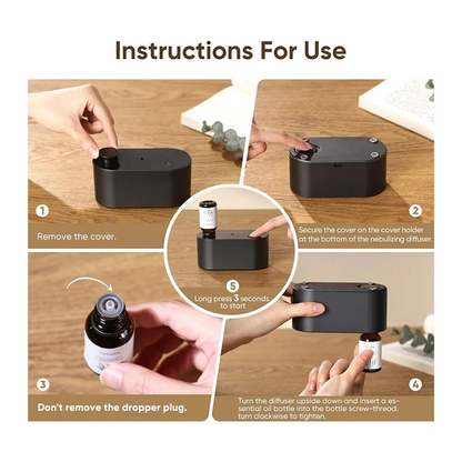 AD-Waterless Diffuser For Essential Oil Nebulizer,Mini Scent Air Machine, Aromatherapy Atomizing Diffuser