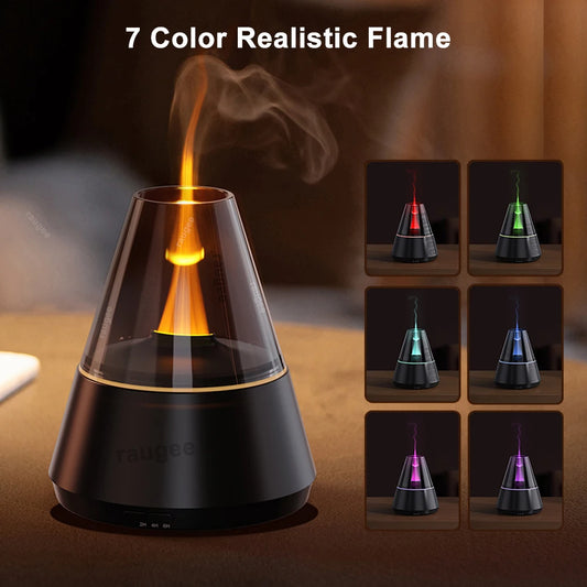 Flame Humidifier Essential Oil Diffuser Aroma Humidifier Fragrance Diffuser for Home Aromatherapy Diffuser with LED Night Light