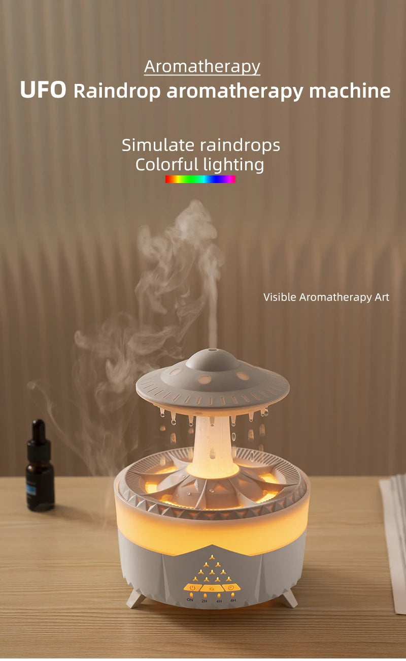 Creative UFO Aroma Diffuser Sprayer Air Humidifier with Water Mist Ring Works with Essential Oil Releases Fine Water Mists
